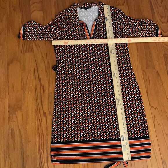 Mlle Gabrielle Large belted dress polkadot with strip at v-neck & around bottom - Picture 7 of 8